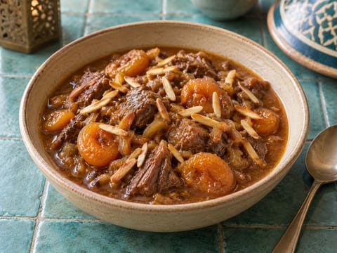 Tajine di agnello senza glutine con albicocche e mandorle