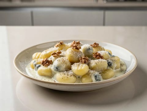 Gnocchi al Gorgonzola e Noci (gnocchi med gorgonzola og valnøtter) Gnocchi al Gorgonzola e Noci (gnocchi med gorgonzola og valnøtter)