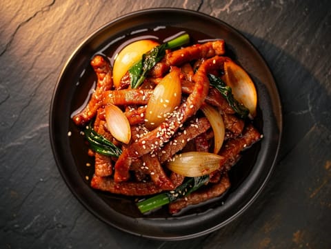 Jeyuk Bokkeum (csípős sertéshúsos stir-fry) Jeyuk Bokkeum (csípős sertéshúsos stir-fry)