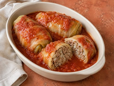 Gołąbki (polnische Kohlrouladen mit Tomatensoße)