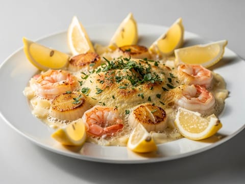 Gratin de Fruits de Mer (fransk skaldyrsgratin)