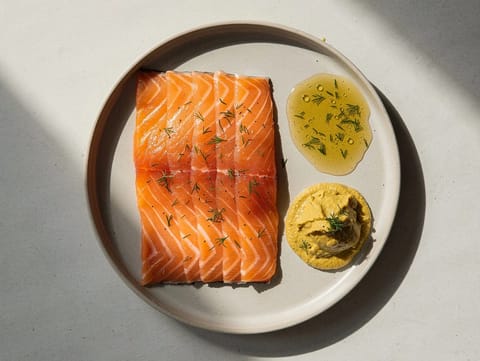 Gravlax (gravad lax med senaps- och dillsås)