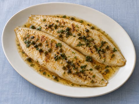 Grillad dovertunga med brynt smör och kapris