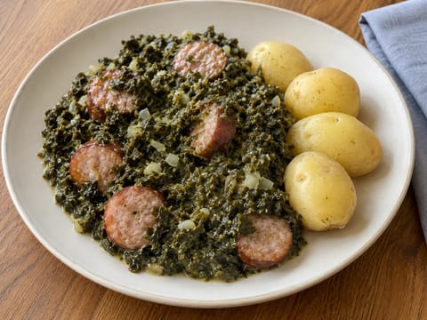 Grünkohl mit Pinkel (estufado de couve com salsicha fumada)