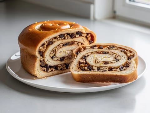 Gubana (friulanskt sött spiralbröd med nötter och russin)