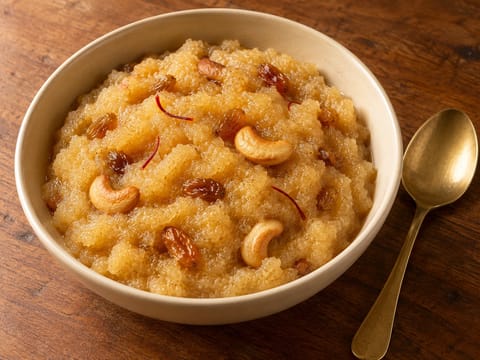 Sooji Halwa (Grießpudding mit Ghee und Kardamom) Sooji Halwa (Grießpudding mit Ghee und Kardamom)