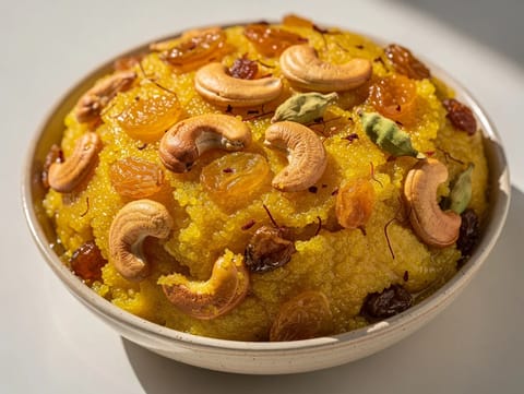 Sooji Halwa (mannasvanukas gheellä ja kardemummalla) Sooji Halwa (mannasvanukas gheellä ja kardemummalla)