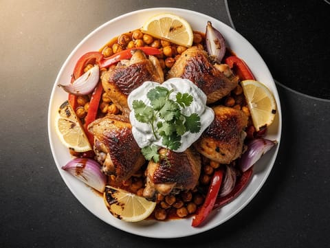 Harissa-ovnsbakt kylling i langpanne Harissa-ovnsbakt kylling i langpanne