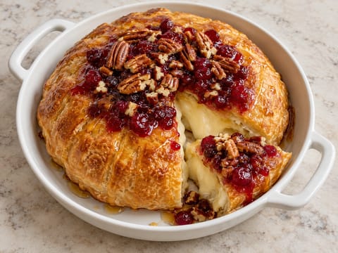 Baked Brie in Puff Pastry with Cranberry and Pecans Baked Brie in Puff Pastry with Cranberry and Pecans