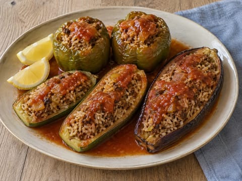 Dolma Platter (verduras rellenas con arroz y cordero)