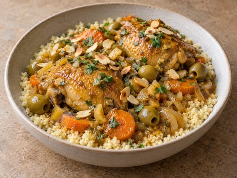 Tajine de Frango à Marroquina com Cuscuz, Azeitonas e Limão em Conserva Tajine de Frango à Marroquina com Cuscuz, Azeitonas e Limão em Conserva