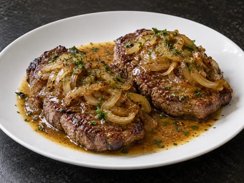Hollandse Biefstuk met Uitjes (holland steak karamellizált hagymával) Hollandse Biefstuk met Uitjes (holland steak karamellizált hagymával)