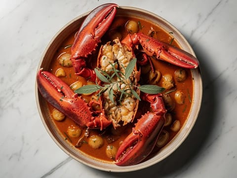 Homard à l’Armoricaine (hummer i tomat- og cognacsauce)