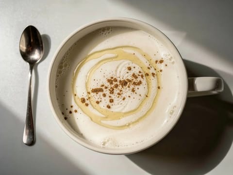 Leche caliente con miel y canela