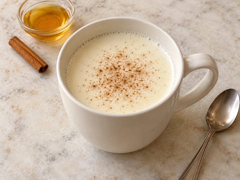 Leite quente com mel e canela Leite quente com mel e canela