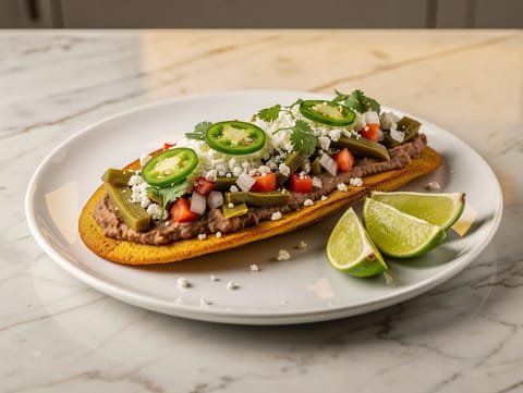 Huaraches de Frijoles con Nopales (maissitaikinakakut pavuilla ja kaktuksella)