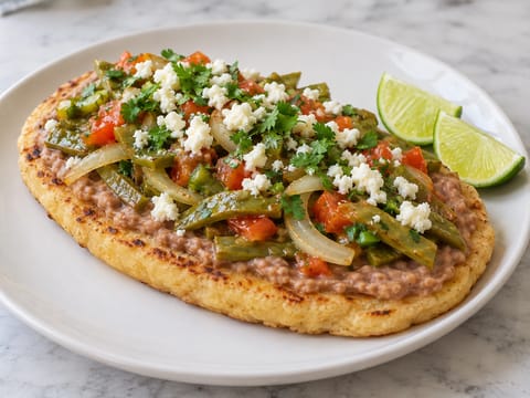 Huaraches de Frijoles con Nopales (Masa-cakes met bonen en cactus) Huaraches de Frijoles con Nopales (Masa-cakes met bonen en cactus)