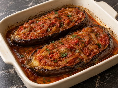 Imam Baildi (aubergines grecques farcies à la tomate et à l’oignon) Imam Baildi (aubergines grecques farcies à la tomate et à l’oignon)