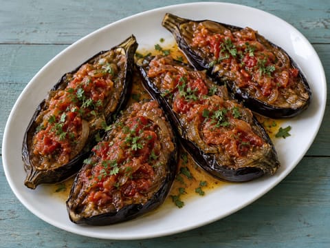 Imam Bayildi (melanzane brasate con pomodoro e cipolla)