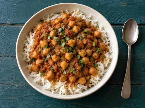 Spiced Chickpea Bowl (Chana Masala με ρύζι μπασμάτι)