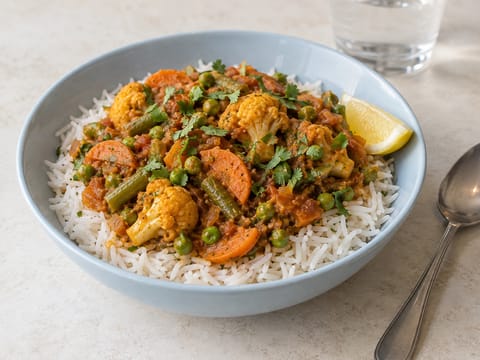 Indian Spiced Veg Bowl (Domatesli ve Soğanlı Masalada Karışık Sebzeler) Indian Spiced Veg Bowl (Domatesli ve Soğanlı Masalada Karışık Sebzeler)