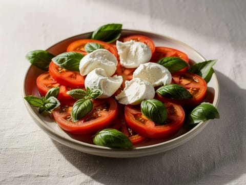 Caprese-Style Tomato and Burrata Salad with Basil