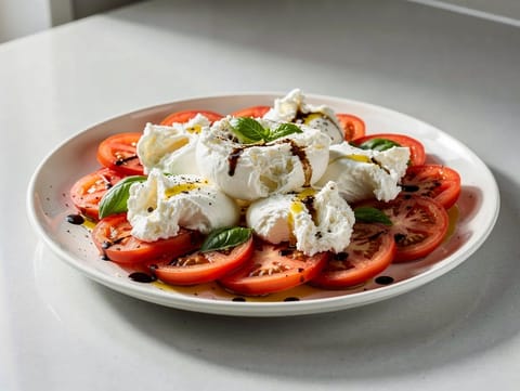 Insalata Caprese con Burrata (salade de tomates et burrata) Insalata Caprese con Burrata (salade de tomates et burrata)