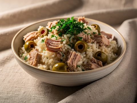 Insalata di Riso con Tonno e Olive (salade de riz italienne au thon et aux olives) Insalata di Riso con Tonno e Olive (salade de riz italienne au thon et aux olives)