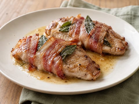Involtini di Maiale con Pancetta e Salvia (svinekjøtt med pancetta og salvie) Involtini di Maiale con Pancetta e Salvia (svinekjøtt med pancetta og salvie)