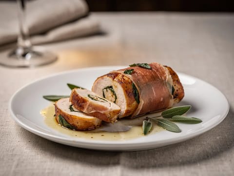 Involtini di Pollo con Prosciutto e Salvia (pollo avvolto con prosciutto e salvia) Involtini di Pollo con Prosciutto e Salvia (pollo avvolto con prosciutto e salvia)