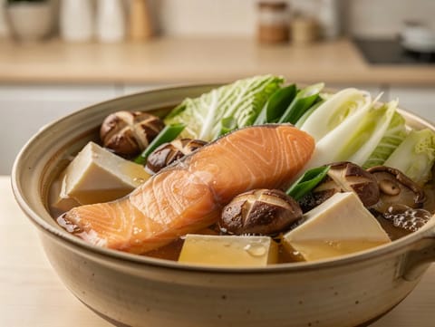 Ishikari Nabe (lazacos-misós hot pot)