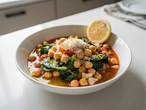 Italienische Kichererbsen-Spinat-Bowl