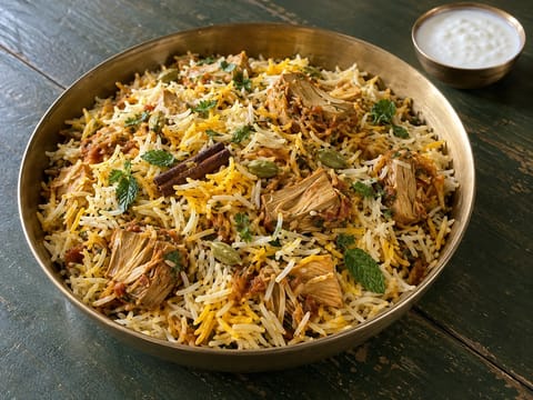Jackfruit Biryani (riso a strati con jackfruit crudo) Jackfruit Biryani (riso a strati con jackfruit crudo)