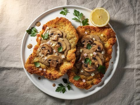 Jägerschnitzel z sosem grzybowym Jägerschnitzel z sosem grzybowym