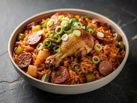 Jambalaya (Kreolsk risrett med kylling og andouille)