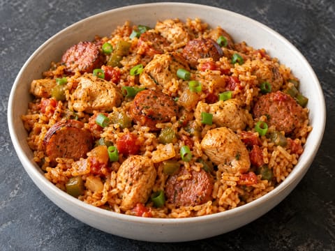 Jambalaya (plato criollo de arroz con pollo y andouille) Jambalaya (plato criollo de arroz con pollo y andouille)