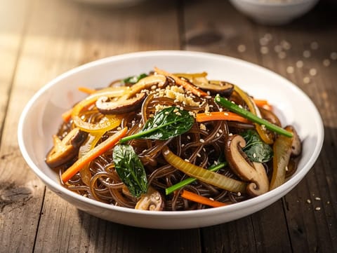 Japchae (üvegtészta zöldségekkel)