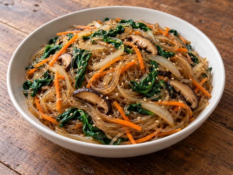 Japchae (Sebzeli cam erişte) Japchae (Sebzeli cam erişte)