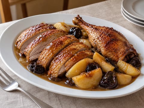Juleand (Danish Roast Duck with Apples and Prunes)
