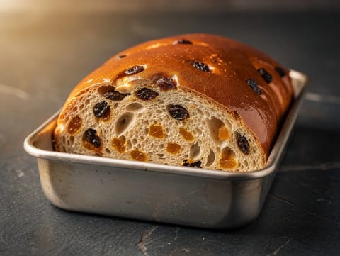 Julebrød (norwegisches Weihnachtsbrot mit Rosinen und kandierten Schalen)