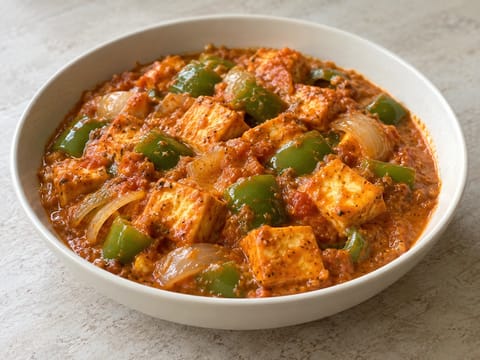 Kadai Paneer (wokcurry met paneer)