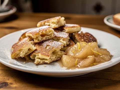 Kaiserschmarrn (revitty pannukakku) omenakompotin kanssa
