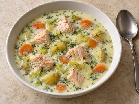 Kalakeitto (finnische Lachssuppe mit Dill und Kartoffeln) Kalakeitto (finnische Lachssuppe mit Dill und Kartoffeln)