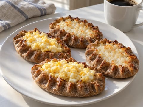 Karjalanpiirakka (chaussons de seigle caréliens au riz au lait et beurre aux œufs) Karjalanpiirakka (chaussons de seigle caréliens au riz au lait et beurre aux œufs)