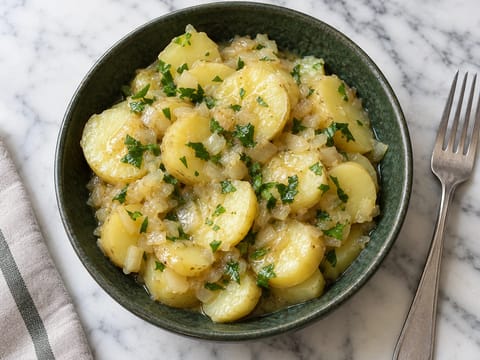 Kartoffelsalat (německý bramborový salát s hořčičnou zálivkou) Kartoffelsalat (německý bramborový salát s hořčičnou zálivkou)
