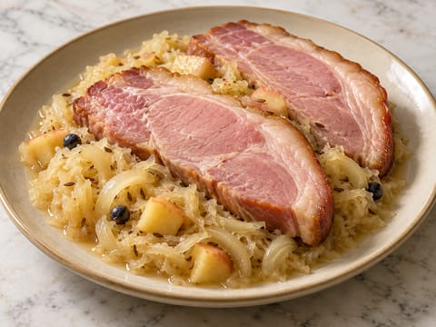 Kassler mit Sauerkraut (rökt fläsk med surkål) Kassler mit Sauerkraut (rökt fläsk med surkål)