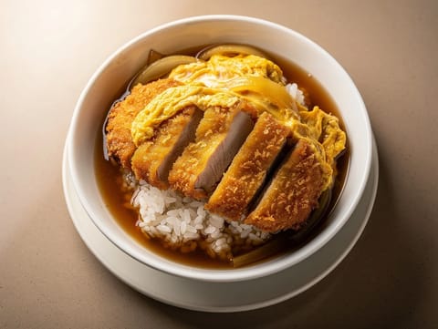 Katsudon (côtelette de porc panée avec œuf sur riz)
