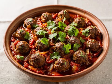 Kefta-tagine (lihapullat tomaattikastikkeessa)