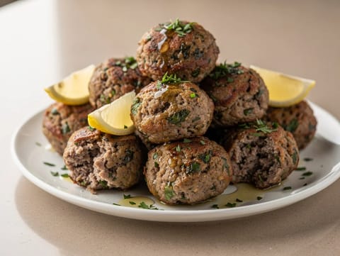 Keftedes (chifteluțe grecești din carne de vită tocată)