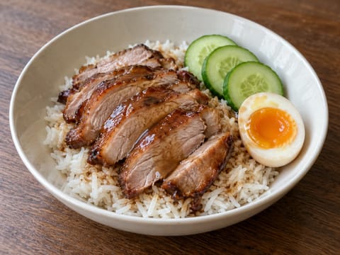 Khao Moo Daeng (arroz tailandés con cerdo rojo)